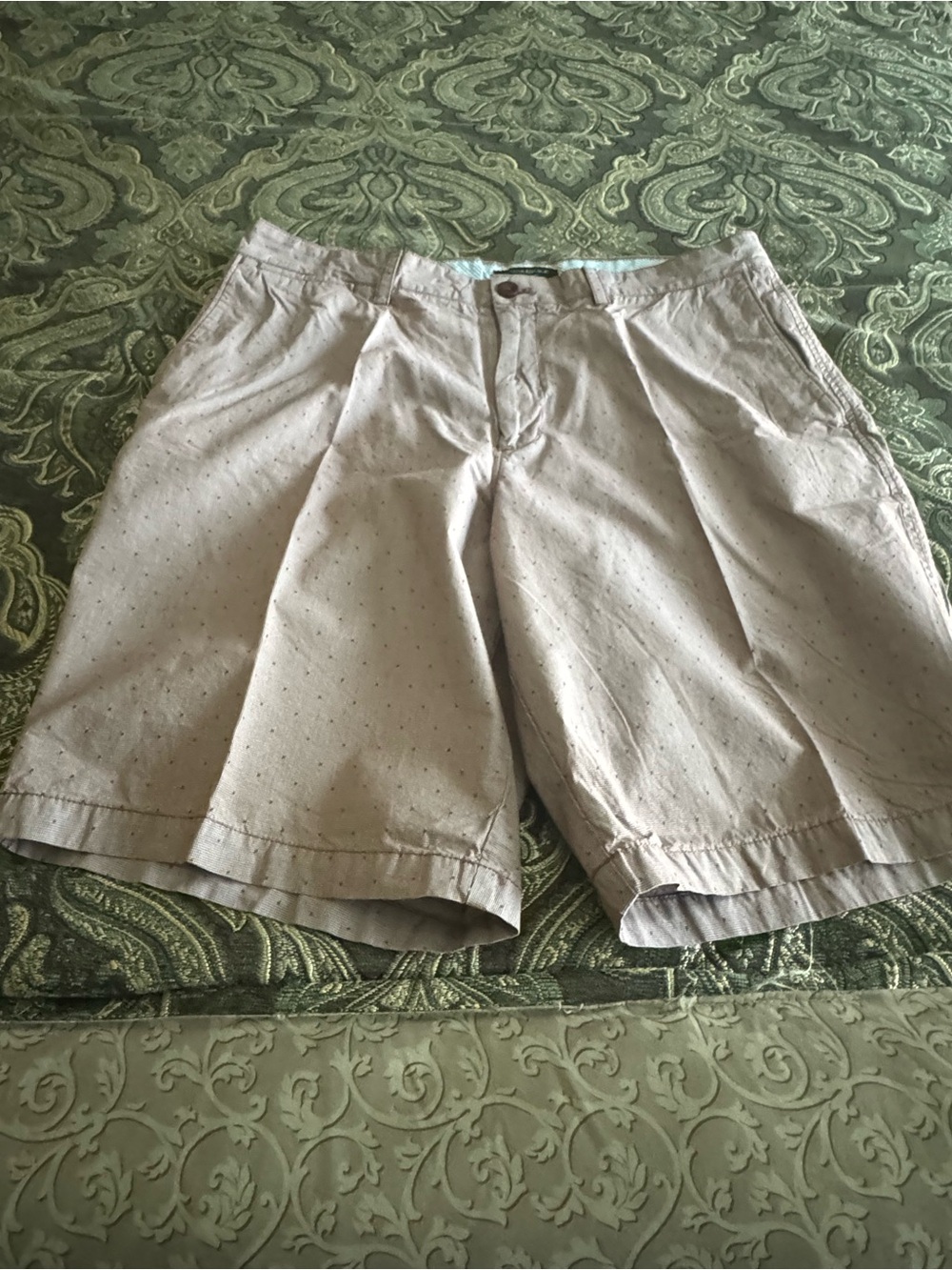 Banana Republic Light Burgundy Micro-Check Cotton Shorts with Tiny Dot Accent